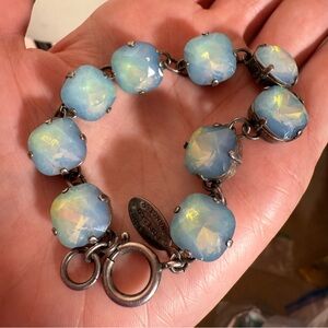 Catherine Popesco France foil back pale blue crystals Art deco Tennis Bracelet